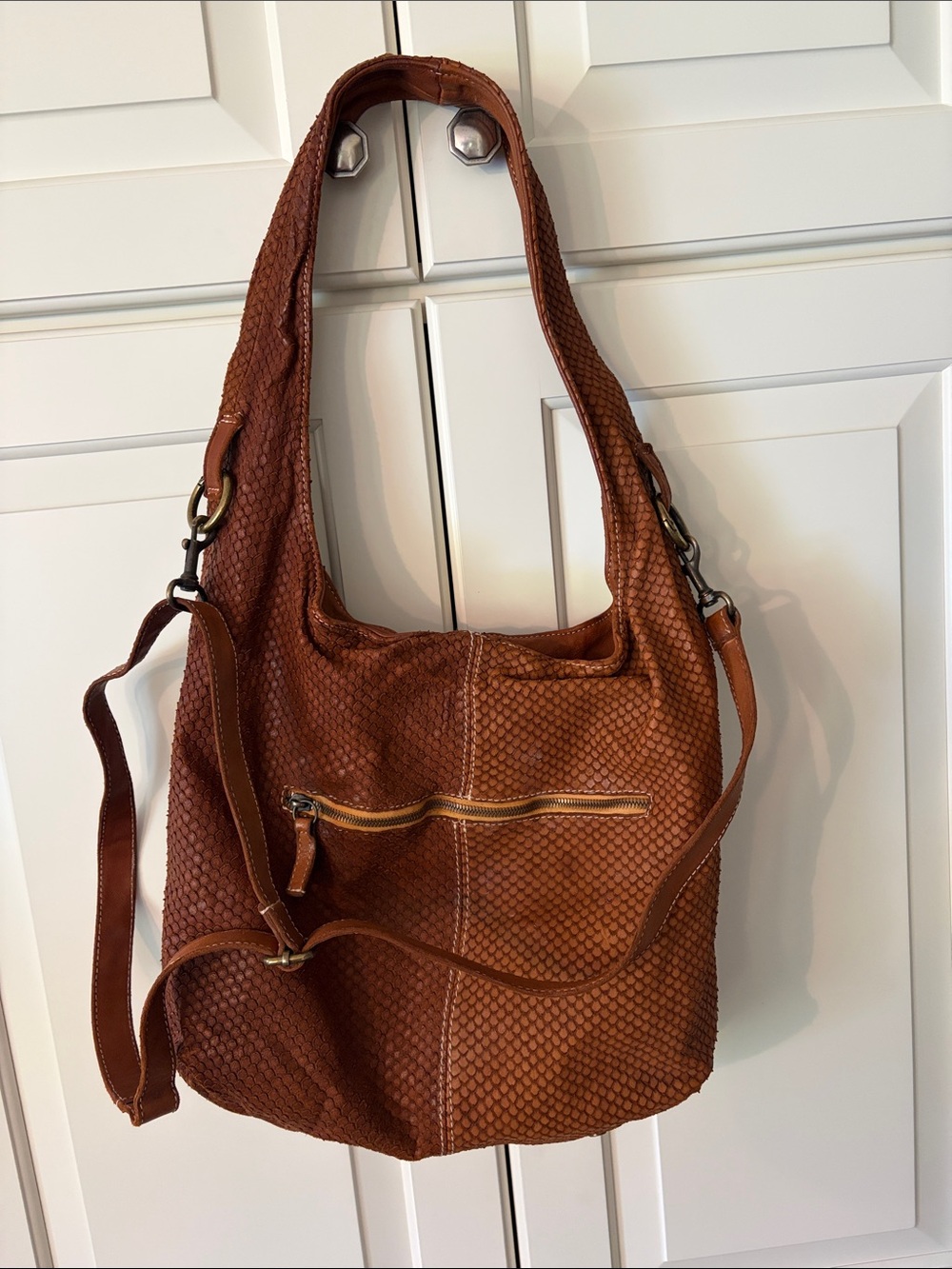 Sundance Woven Leather Shoulder Bag in Warm Tan - Picture 2 of 7
